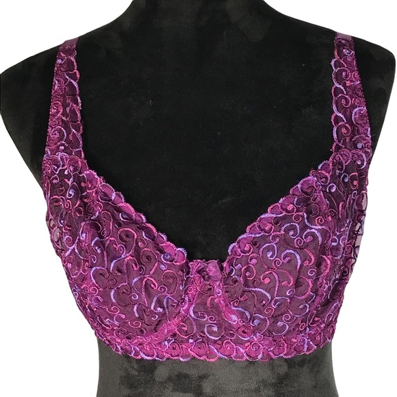 Victoria's Secret Other - Victoria’s Secret Purple Lace Bra Fuchsia Embroidered Lacy Underwire Bra 38C